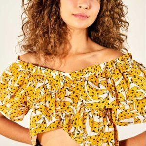 Farm Rio White Spotted Bananas Crossed Top